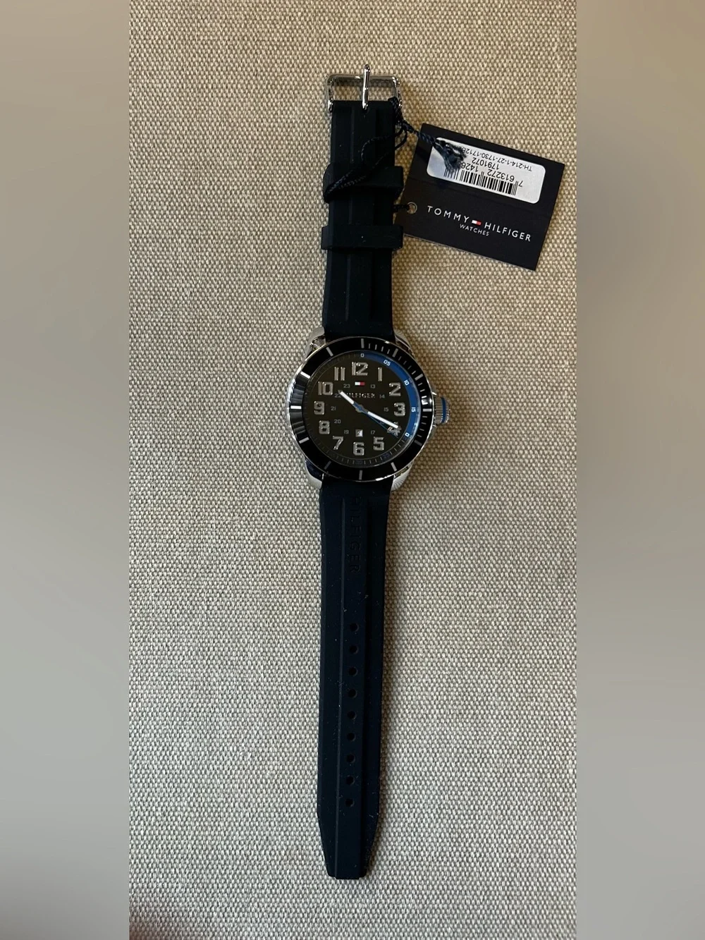 Tommy Hilfiger Watch With 48mm Black Face & Black Silicone Band